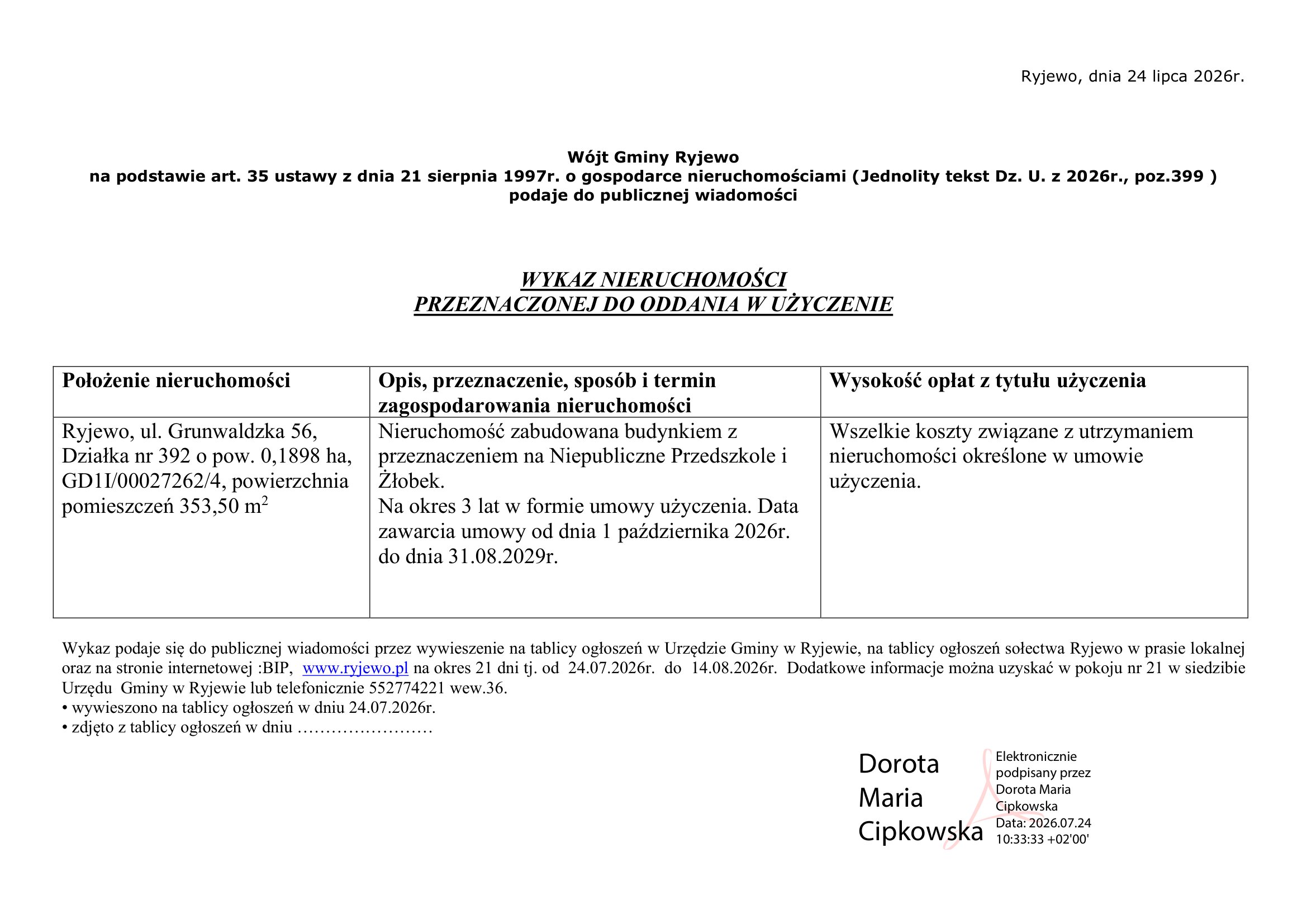 Wykaz_nieruchomosci_przeznaczonej_do_oddania_w_użyczenie_z_dnia_24-07-2026r_podpisany-1