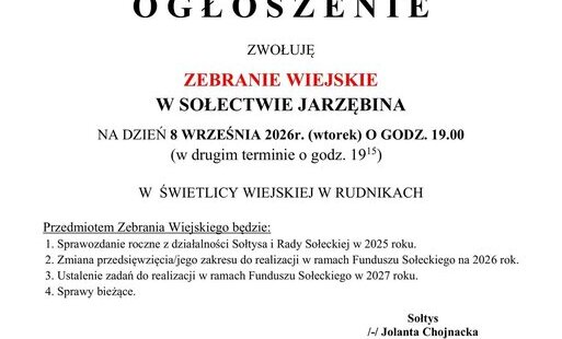 Zdjęcie do Zebranie wiejskie JARZĘBINA
