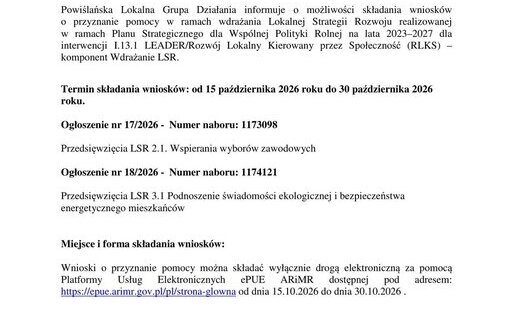 Zdjęcie do PLGD - informacja o możliwości składania wniosk&oacute;w