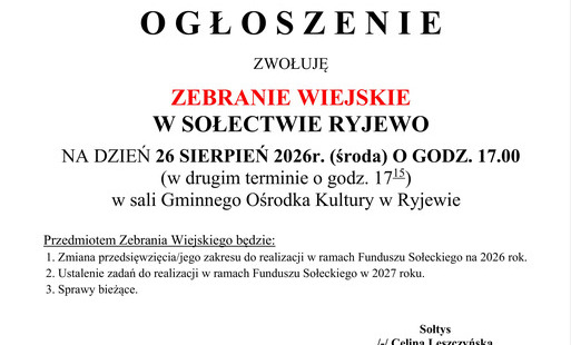 Zdjęcie do Zebranie wiejskie - RYJEWO