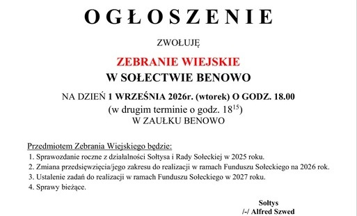 Zdjęcie do ZEBRANIE WIEJSKIE - BENOWO