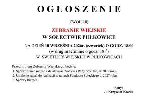 Zdjęcie do ZEBRANIE WIEJSKIE - PUŁKOWICE