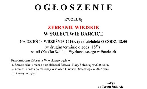 Zdjęcie do ZEBRANIE WIEJSKIE - BARCICE